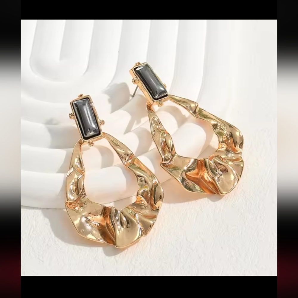 Gold and Black Statement Earrings